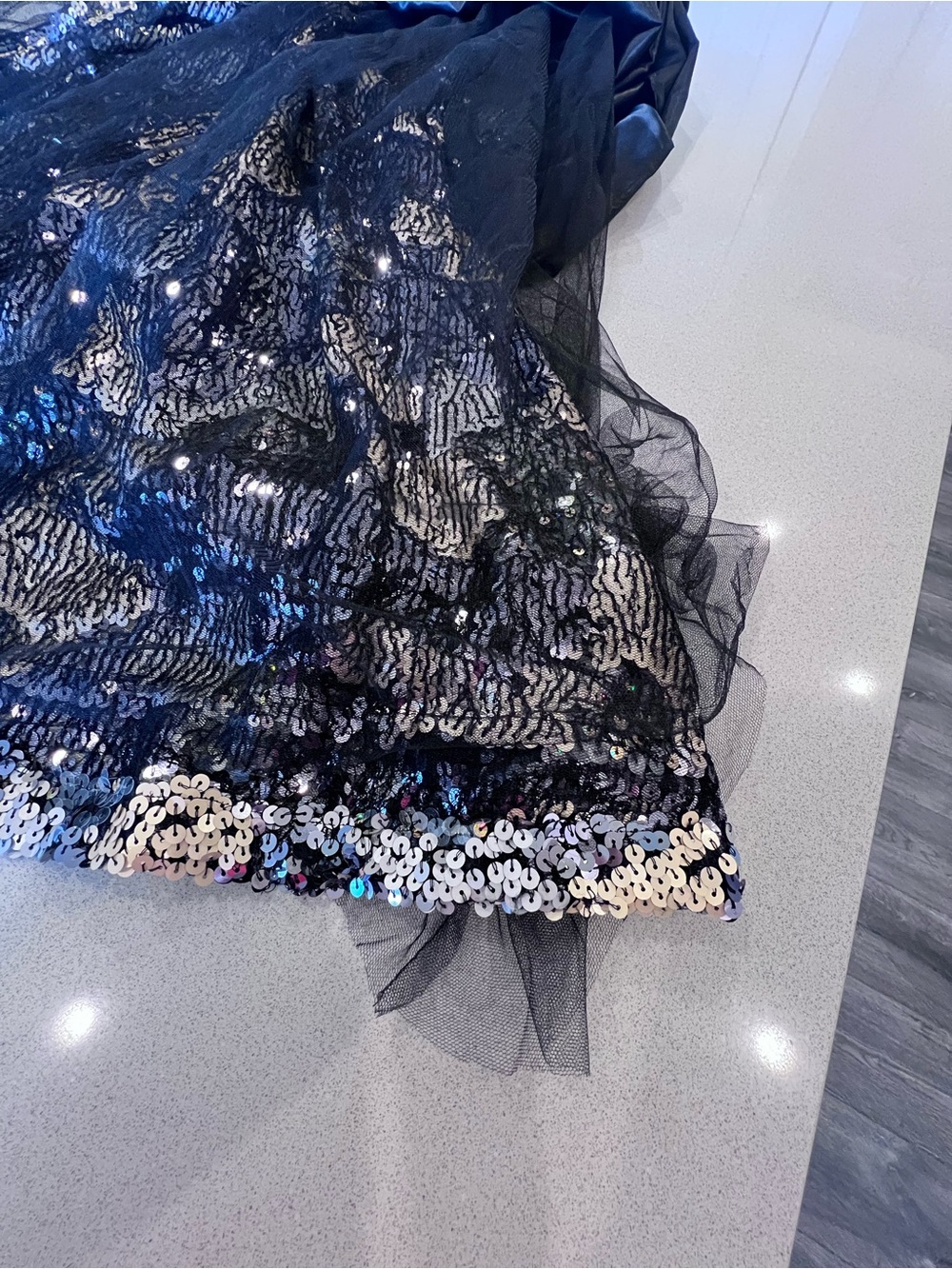 Vintage Strapless Black Gold Silver Sequin Ball Gown Sz 10 Jovani - Picture 12 of 16